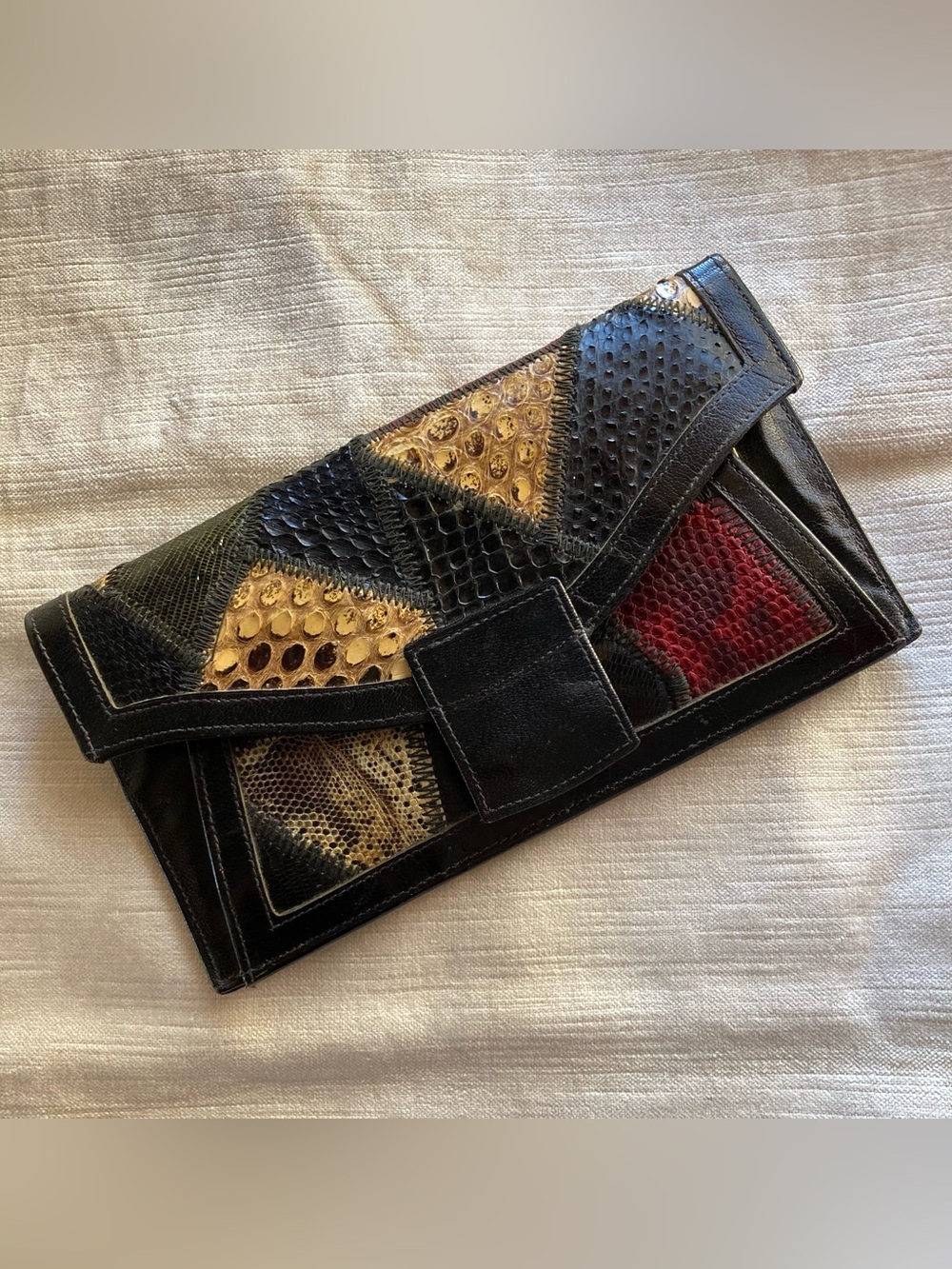 Vintage Varon Hungary Patchwork Snake & Lizard Skin Wallet - Exotic Leather